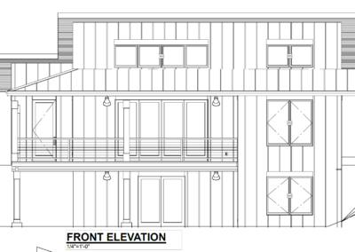 Front elevation architectural drawing of modern house