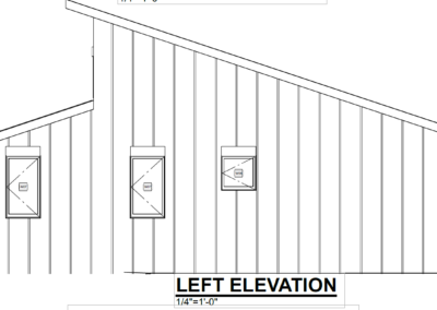 Architectural drawing of building's left elevation